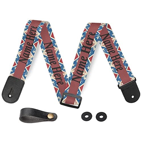 Custom Personalized American Flag Guitar Strap - Bass Electric Acoustic — White-10