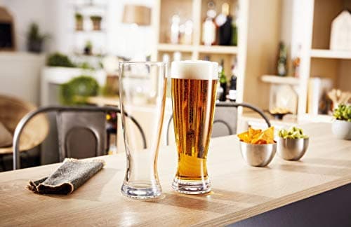AMZ Empire 16 oz Pilsner Beer Glasses, Pack of 4 with Coasters