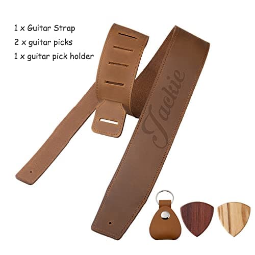 Rclover Personalized Guitar Strap & Case Set Brown