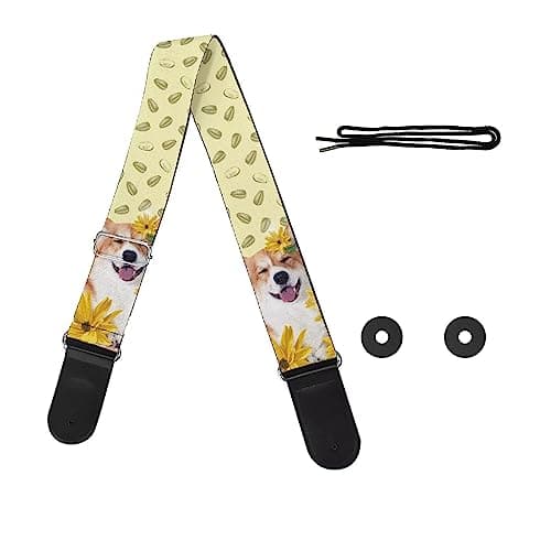 GLENLCWE Colorful Sea Turtle Guitar Strap for Acoustic, Electric & Bass — Sunflower Corgi
