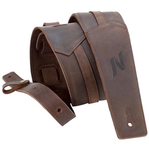 Nefelibata Blackish Green Bass & Electric Guitar Strap — Dark Brown
