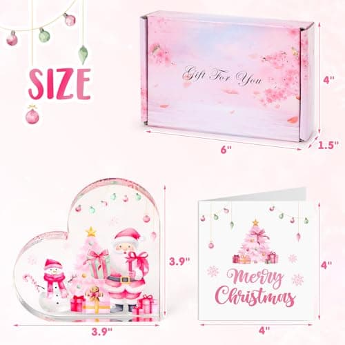 Pink Christmas Gifts for Women, Acrylic Christmas Decor for Office or Home