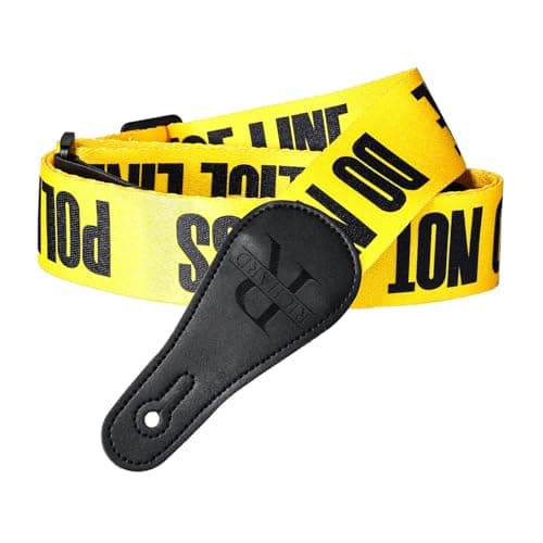 Personalized Dark Black Guitar Strap with Initial and Name Engraving — Light Yellow