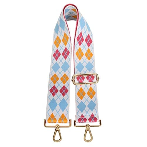 Women's Adjustable Jacquard Woven Purse Strap for Crossbody Bags — Diamond White