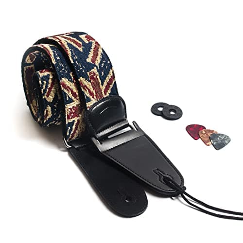 Bass, Electric & Acoustic Guitar Strap with Locks — Multicolor