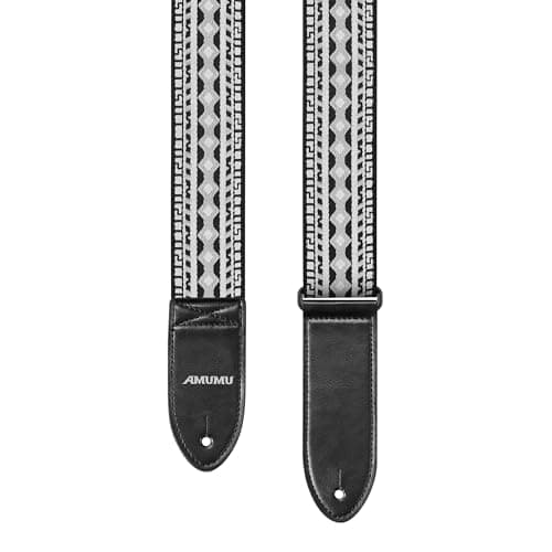 Amumu Chevron MultiColor Guitar Strap for Acoustic, Electric & Bass — Gray
