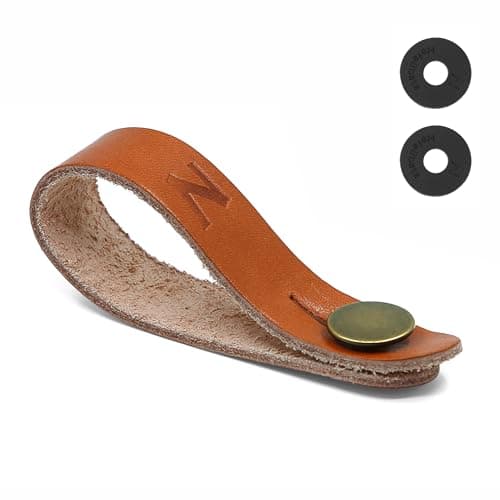 Nefelibata Guitar Strap Lock, Leather Button for Acoustic, Ukulele & Mandolin — Brown