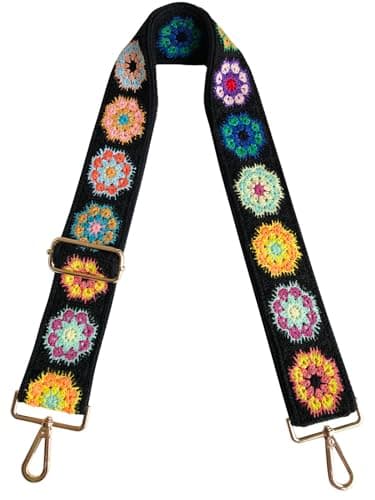 Crochet Flower Purse Straps for Women's Crossbody Handbags — 920black
