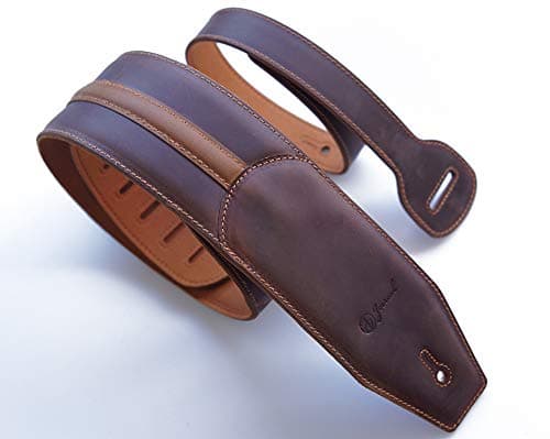 Vintage Leather Guitar Straps, 3.0 Inches Wide for Electric, Acoustic, and Bass Guitars