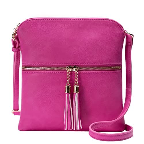 Solene Women's Lightweight Tassel Crossbody Purse, Perfect Daily and Travel Bag — Fuchsia