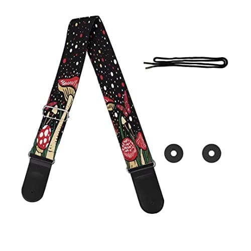 GLENLCWE Boston Terrier Print Guitar Strap for Acoustic & Electric Bass Guitars — Mushrooms Starry Night