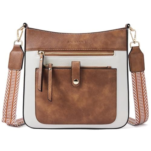 Crossbody Purses for Women Vegan Leather Handbags — B01-beige With Brown