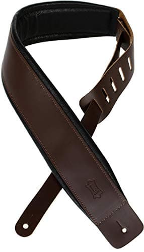 Levy's 3" Extra-Long Genuine Leather Guitar Strap Black — Dark Brown