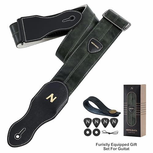 Nefelibata Guitar Strap with Pick Pocket, 60s Vintage Style (Green)