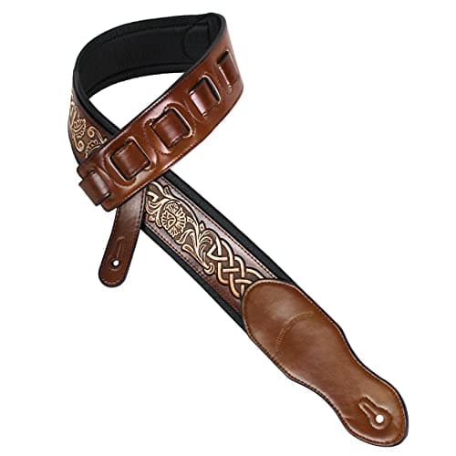 Walker & Williams Tan Full Grain Leather Guitar Strap