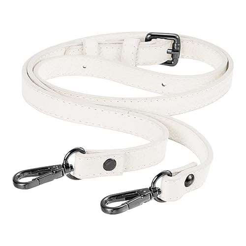 Uxcell Purse Strap, Grey, 41-51" Long, Adjustable Leather Crossbody Shoulder Strap — White