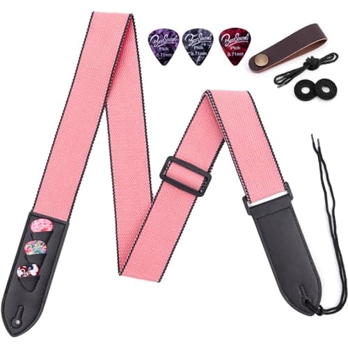 BestSounds Acoustic Electric Bass Guitar Strap with Leather Neck Strap & Accessories