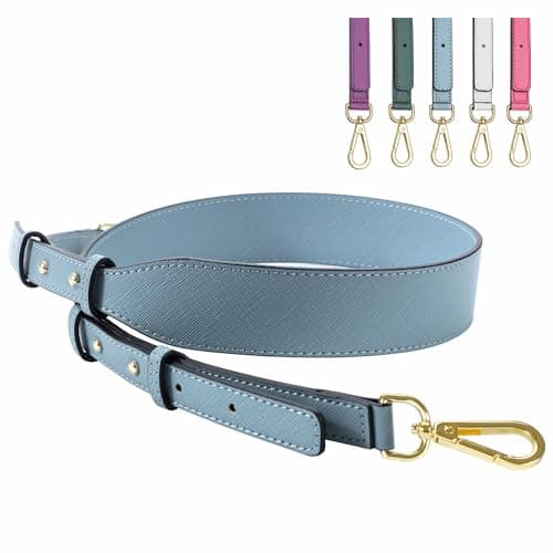 Nefelibata Glamour Purple Leather Crossbody Purse Strap with Custom Metal Buckle — Denim Blue