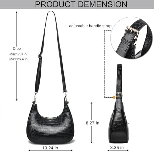 CROJUYI Small Crescent Shoulder Clutch Hobo Tote Purse for Women