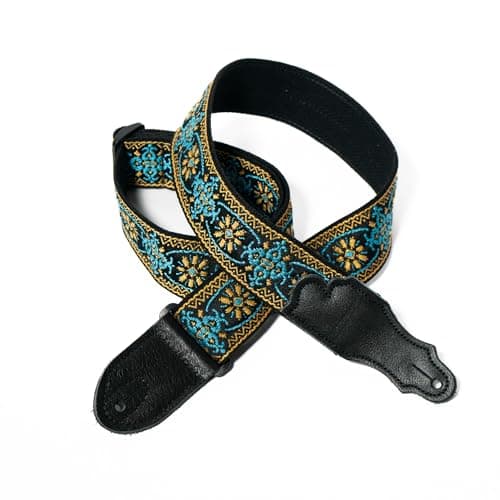 Retro Folk Guitar Strap, 2" Width — Turquoise