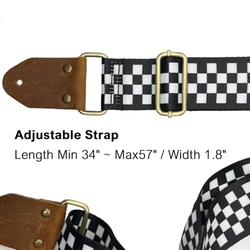 Wild Guitar Strap with Pick Pocket, Genuine Leather, Adjustable