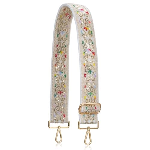 Allzedream Embroidered Lace Sequins Crossbody Handbag Strapreplacement — Ethnic Beige