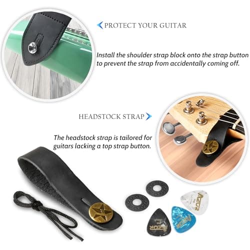 AZOR Vintage Woven Guitar Strap for Acoustic Electric Bass, Adjustable with Leather Ends & Strap Locks
