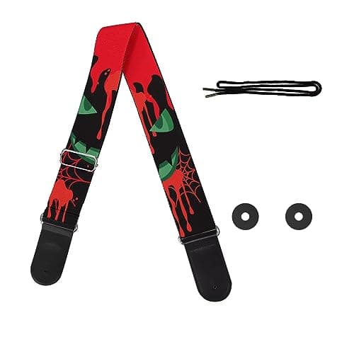 GLENLCWE Colorful Sea Turtle Guitar Strap for Acoustic, Electric & Bass — Red Blood Ghost