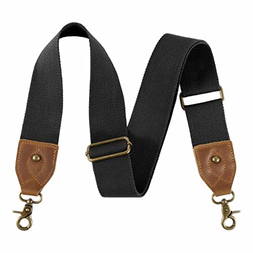 Nefelibata Purse Strap - Wide Leather Shoulder Strap with Embroidery — Mystic Black