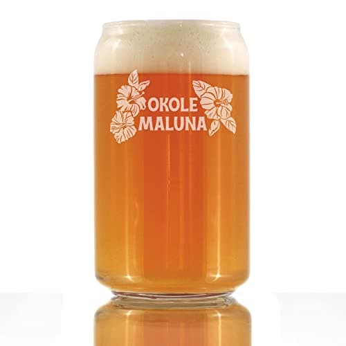 Okole Maluna Hawaiian Cheers Beer Can Pint Glass