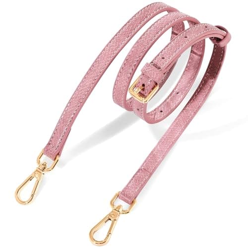 Hamdecro Leather Purse Strap Replacement, Crossbody & Shoulder Straps for Bags, Adjustable — Dark Pink