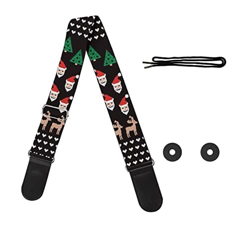 GLENLCWE Colorful Sea Turtle Guitar Strap for Acoustic, Electric & Bass — Christmas Santa Claus Tree
