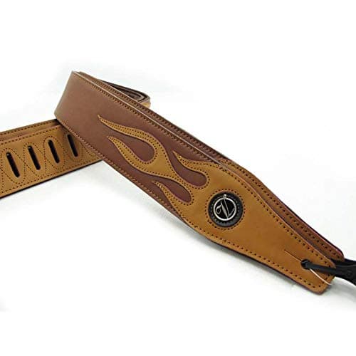 Lightning Pattern Guitar Strap for Electric Guitar/Bass — Brown Flame