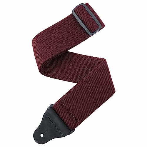 Solid Color Cotton Guitar Strap for Bass, Electric & Acoustic - Stripe Brown — Carmine Red