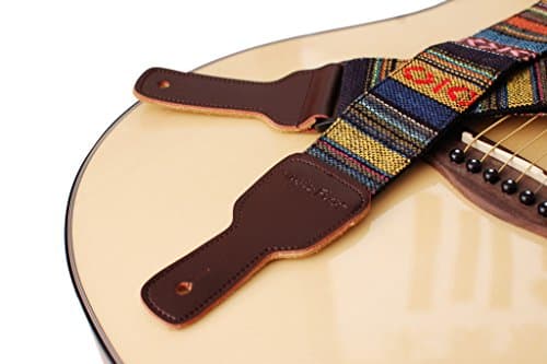 MUSIC FIRST Classic Country Style Genuine Leather Electric Guitar Strap