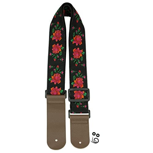 ZANQANO Vintage Jacquard Weave Guitar & Bass Strap — Rose Black