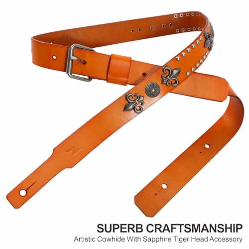 Nefelibata Royal Iris Natural Vegetable Tanned Cowhide Guitar Strap