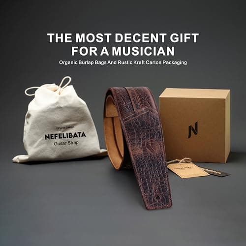 Nefelibata Full Grain Cowhide Guitar Strap with Foam Padding and Cable Loop