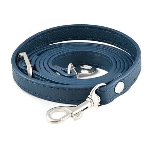 Leather Handbag Straps for Crossbody Replacement — navy with Silver buckle