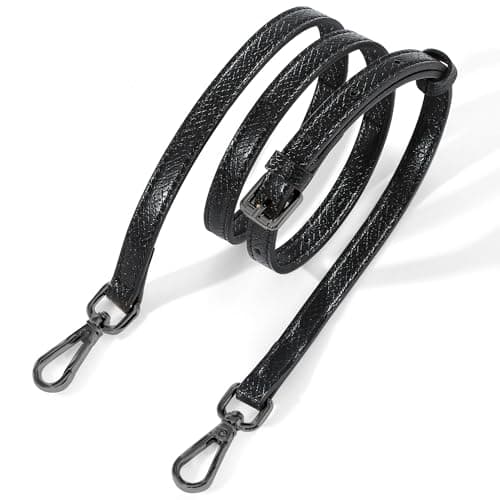 Hamdecro Leather Purse Strap Replacement, Crossbody & Shoulder Straps for Bags, Adjustable — Gun Metal - Black