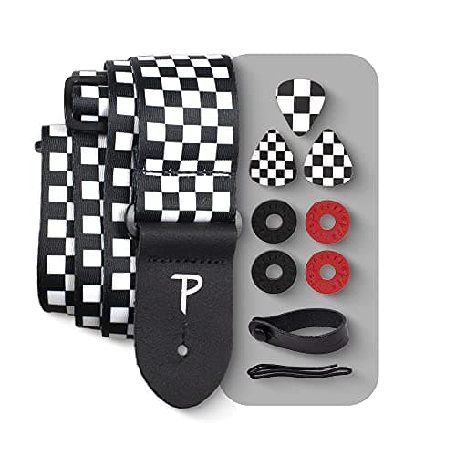 Perri's Leathers Ltd. Metallica Polyester Guitar Strap - Ride the Lightning (LPCP-257) — Black and White Checker