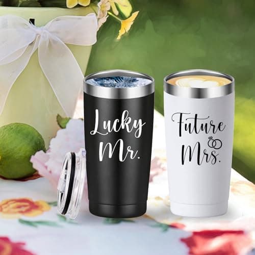 Future Mrs Travel Mug Tumbler for Newly Engaged Couples (20oz Black&White)