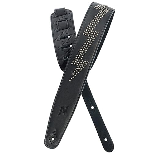 Nefelibata Full Grain Leather Guitar Strap with Lightning Silver Rivets