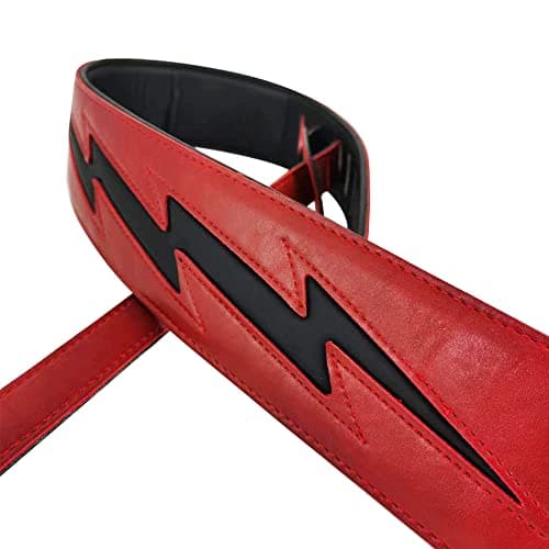 Lightning Pattern Guitar Strap for Electric Guitar/Bass — Red Black Lighting
