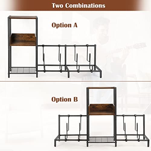 Acoustic & Electric Guitar 4-Tier Stand with Amp Accessories Piano Shelf Home Studio