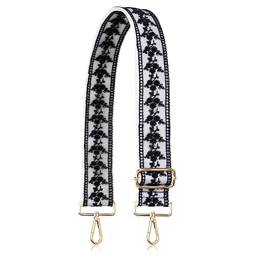 Allzedream Embroidered Lace Sequins Crossbody Handbag Strapreplacement — Lace Black White