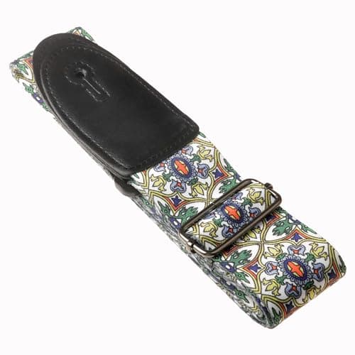 AZOR Vintage Woven Guitar Straps for Acoustic Electric Bass, Adjustable with Leather Ends & Strap Locks