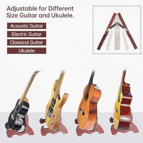 WINGO Portable Wood A-Frame Guitar Stand for Acoustic, Electric & Classical Guitars