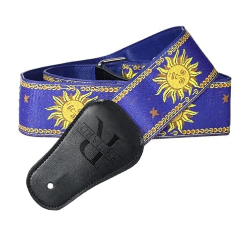 Personalized Dark Black Guitar Strap with Initial and Name Engraving — Blue