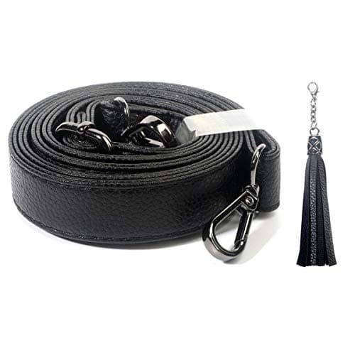 Beaulegan Purse Strap Replacement - Full Grain Microfiber Leather, 59 Inch Adjustable Black/Gunmetal